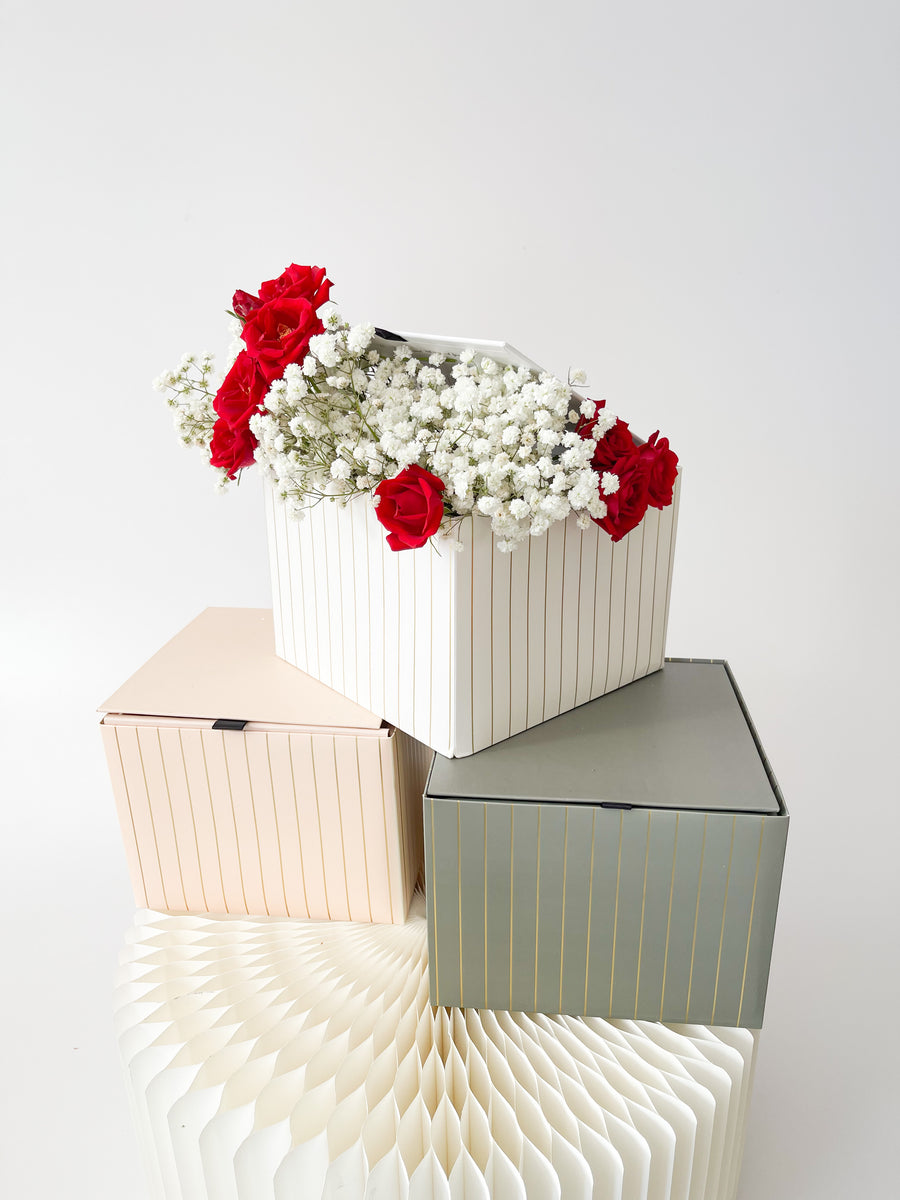 Gold Stripe Suitcase Flower Gift Box