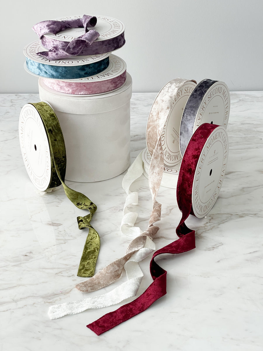 luxury velvet ribbon in variety color– Fleur Wholesale