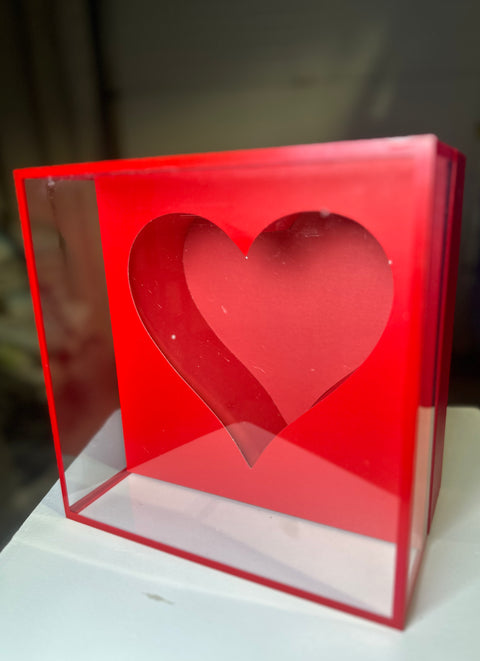 Luxury Acrylic Top Square Flower Box with Heart Cut-Out