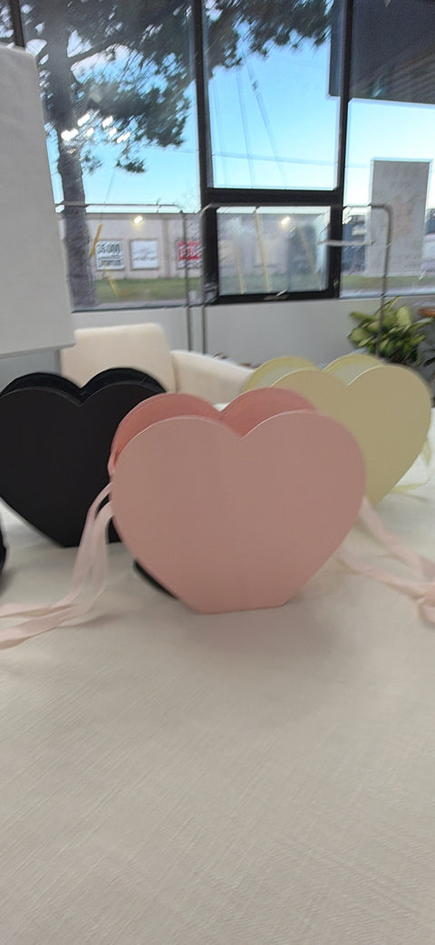 Heart-Shaped Cardboard Flower Basket with Ribbon Handle – Luxury Floral Gift Basket