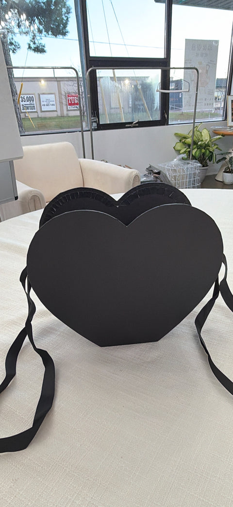 Heart-Shaped Cardboard Flower Basket with Ribbon Handle – Luxury Floral Gift Basket