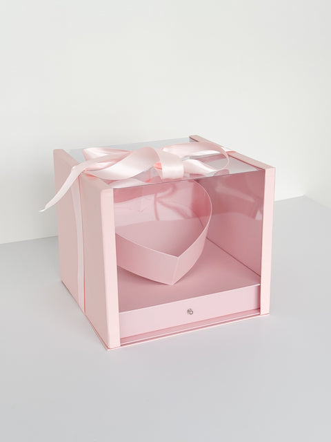 Heart Clear Square Flower Box with Drawer