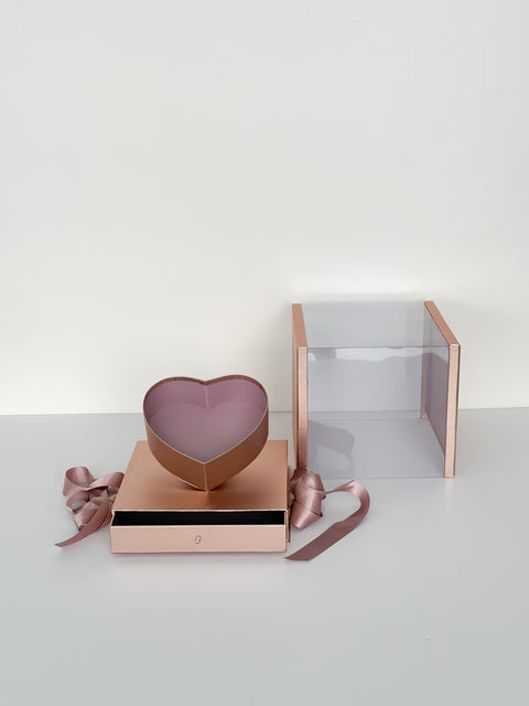 Heart Clear Square Flower Box with Drawer