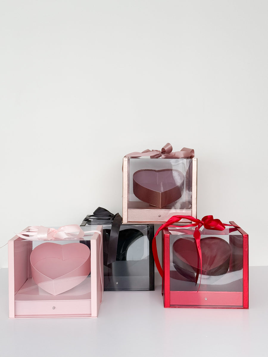Luxury Acrylic Square Flower Box With Heart Cut-Out, Flower Boxes ...