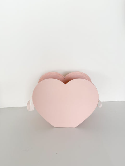 Heart-Shaped Cardboard Flower Basket with Ribbon Handle – Luxury Floral Gift Basket