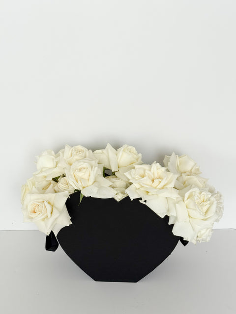 Heart-Shaped Cardboard Flower Basket with Ribbon Handle – Luxury Floral Gift Basket