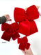 Velvet Christmas Bow Decorations for Tree - Soft & Plush Red Bows with Cotton Filling - Available in Small, Medium, Large Sizes