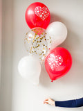 Party Balloon Kit ( Printed heart Balloon & White & Transparent)