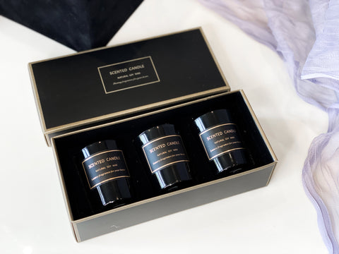 Luxury Scented Soy Wax Candle Set - Chic Black
