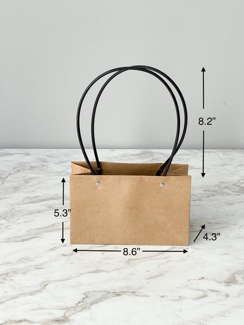 Craft Paper Flower Bag With Black Handle