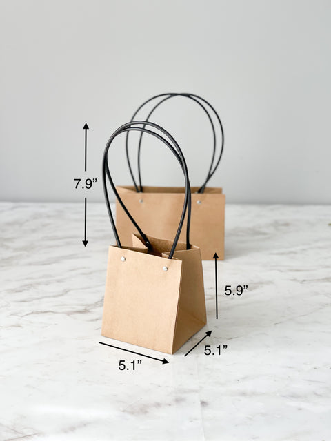 Craft Paper Flower Bag With Black Handle