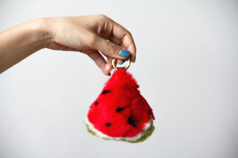 Fluffy sliced watermelon key chain (Available in Red, Pink, Yellow)