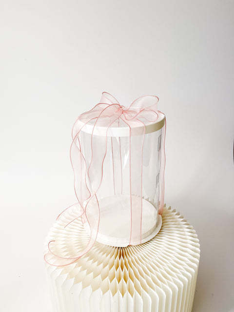 Round Clear Cake Box with White Base And Lid In variety size