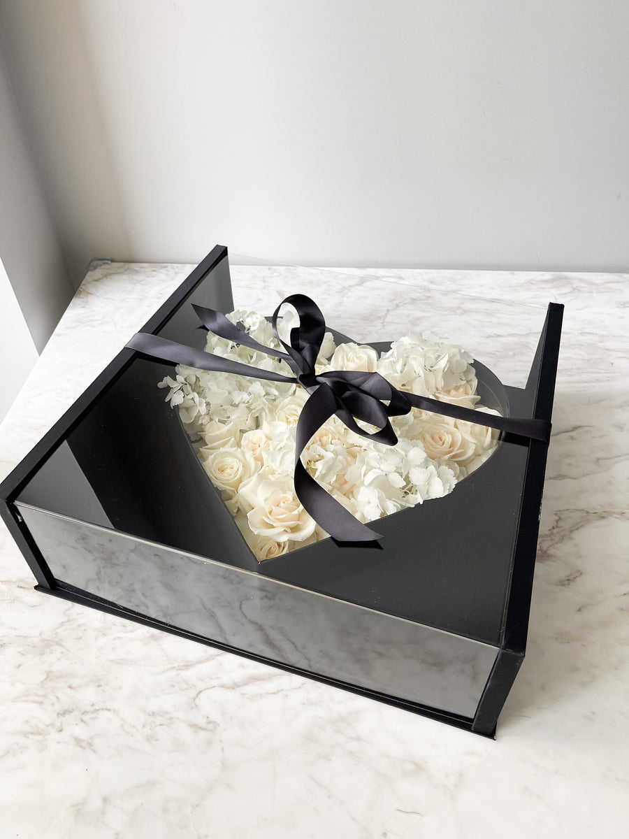 Luxury Acrylic Square Flower Box With Heart Cut-Out, Flower Boxes ...