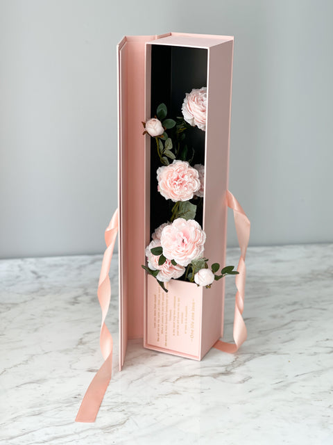 Tall Pink Flower Box With Ribbon