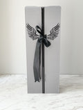 Tall Flower Box With Wings Print And Ribbon