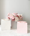 Water Resistant Square Flower/Gift Bag In Pink, White, And Grey Color